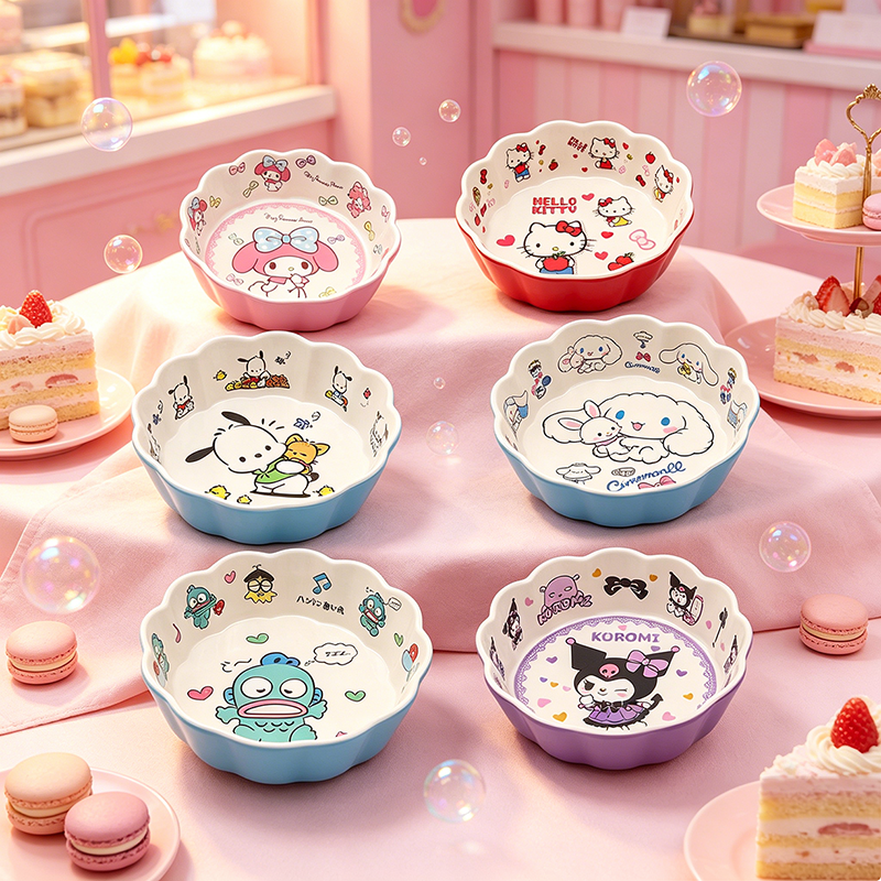 Food Grocery Snacks - Kawaii Hello Kitty Wavy Edge Bowl