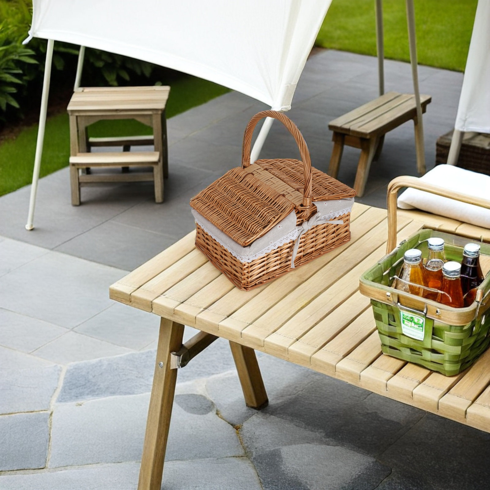 Wicker Picnic Basket Small Por - đánh giá và giá Snacks Food Hamper Basket