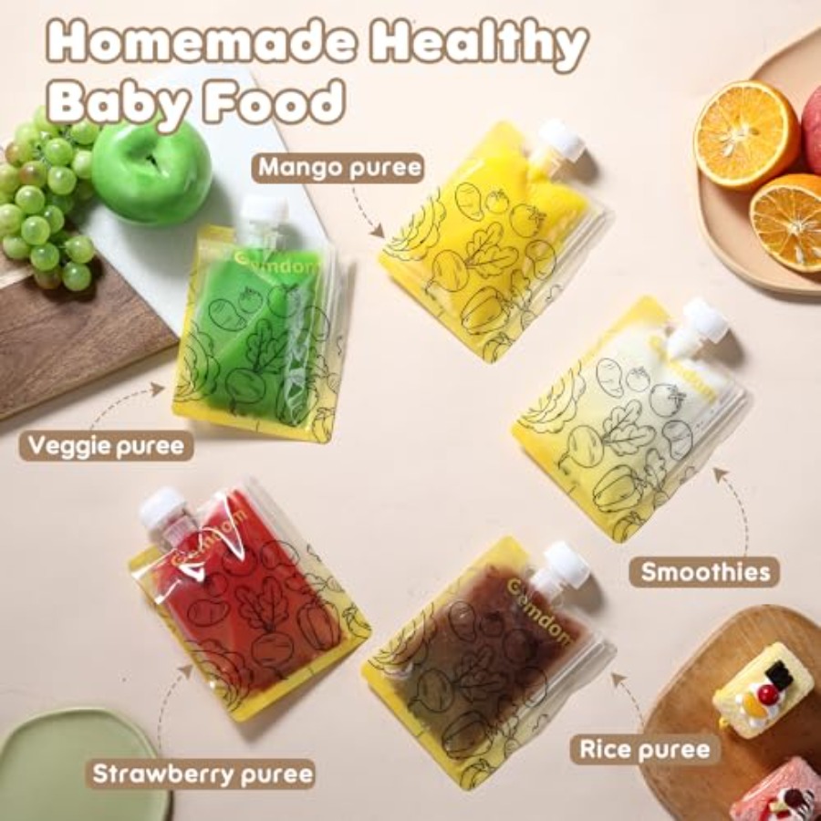 Pack Reusable Baby Food Pouche - đánh giá và giá Baby Food Snacks Yogurt