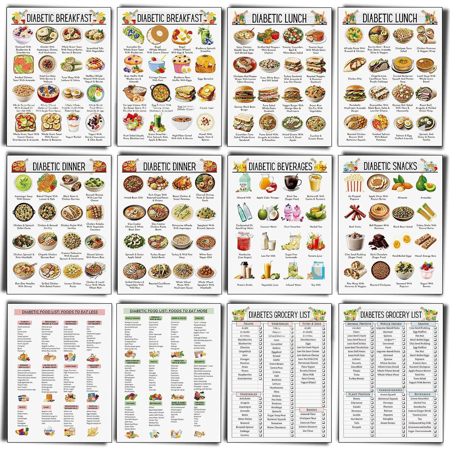 12pcs Diabetic Meal Planner Un - đánh giá và giá Food Snacks To Eat