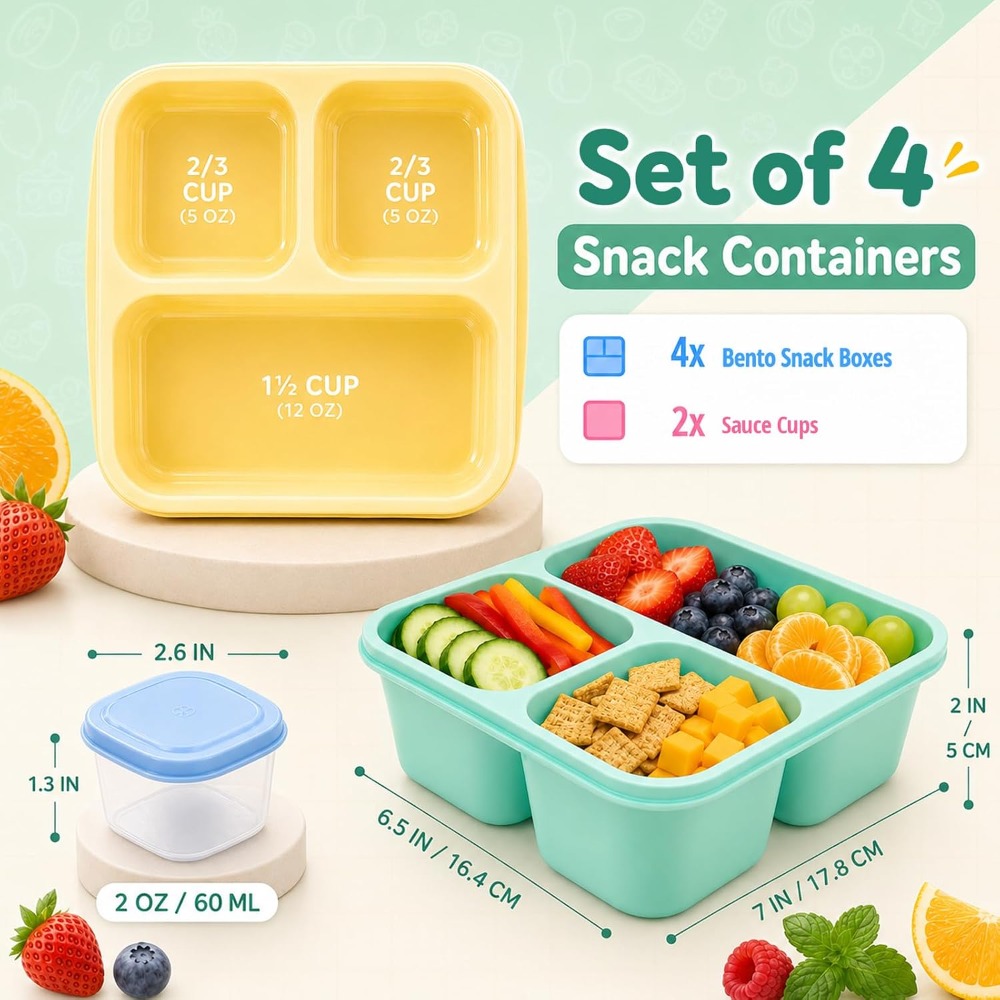 3 Compartment Bento Box Snack  - đánh giá và giá Food Snacks To Eat