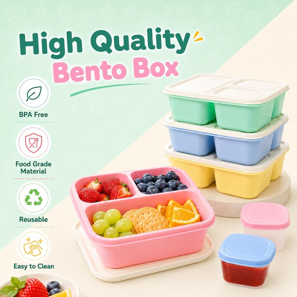 3 Compartment Bento Box Snack  - đánh giá và giá Food Snacks To Eat