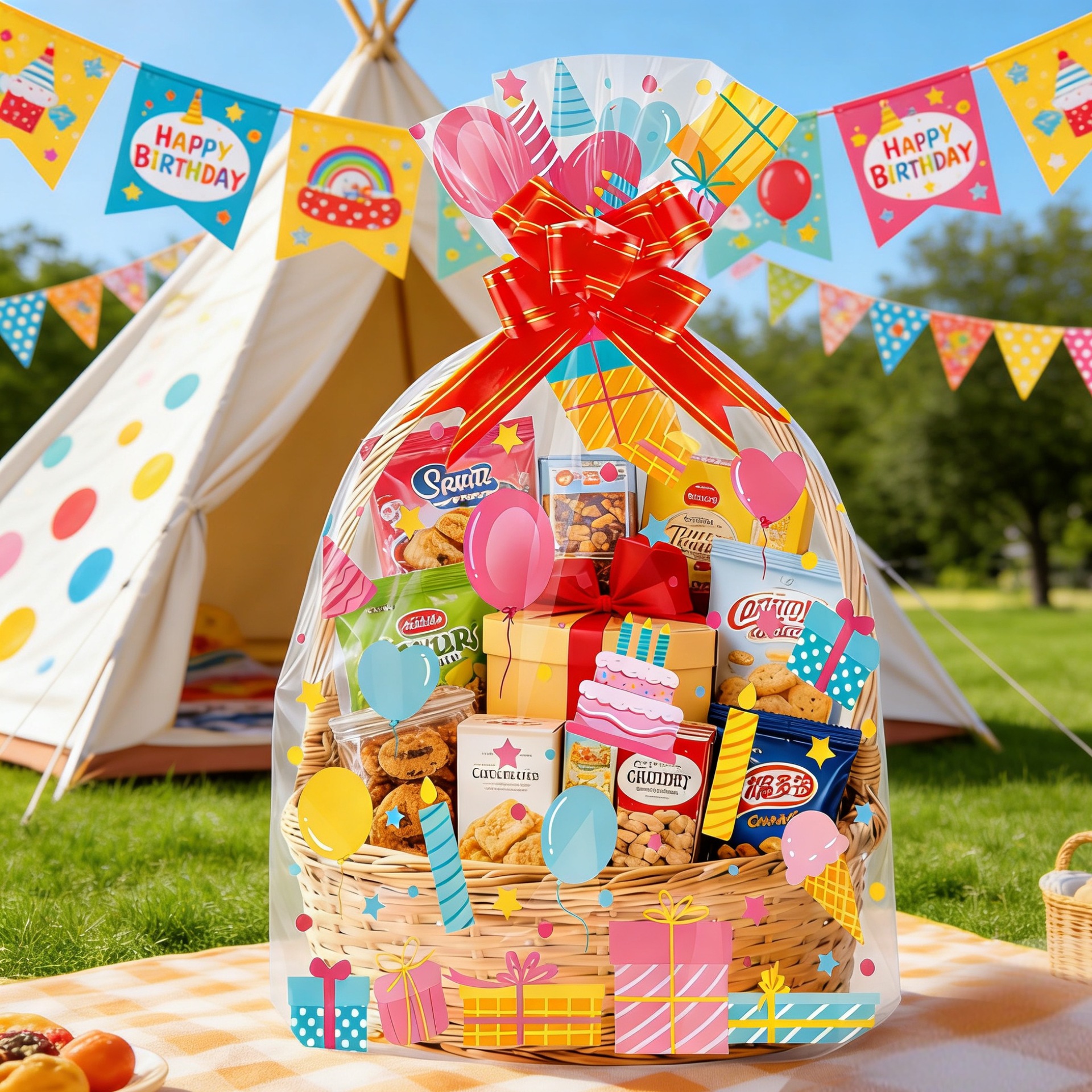 20pcs Birthday Print Clear OPP - đánh giá và giá Snacks Food Hamper Basket