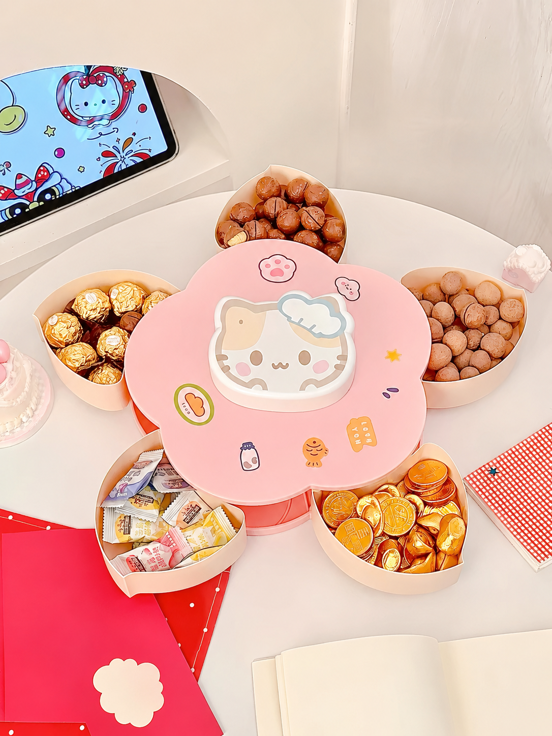 Rotatable Cute Cartoon Divided - đánh giá và giá Food Snacks To Eat
